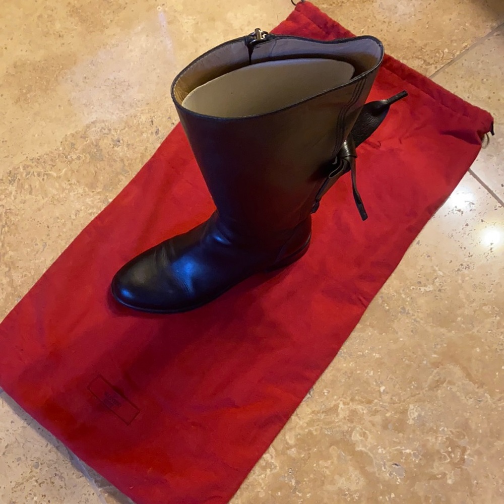 Authentic VALENTINO leather Bow Accent black boots